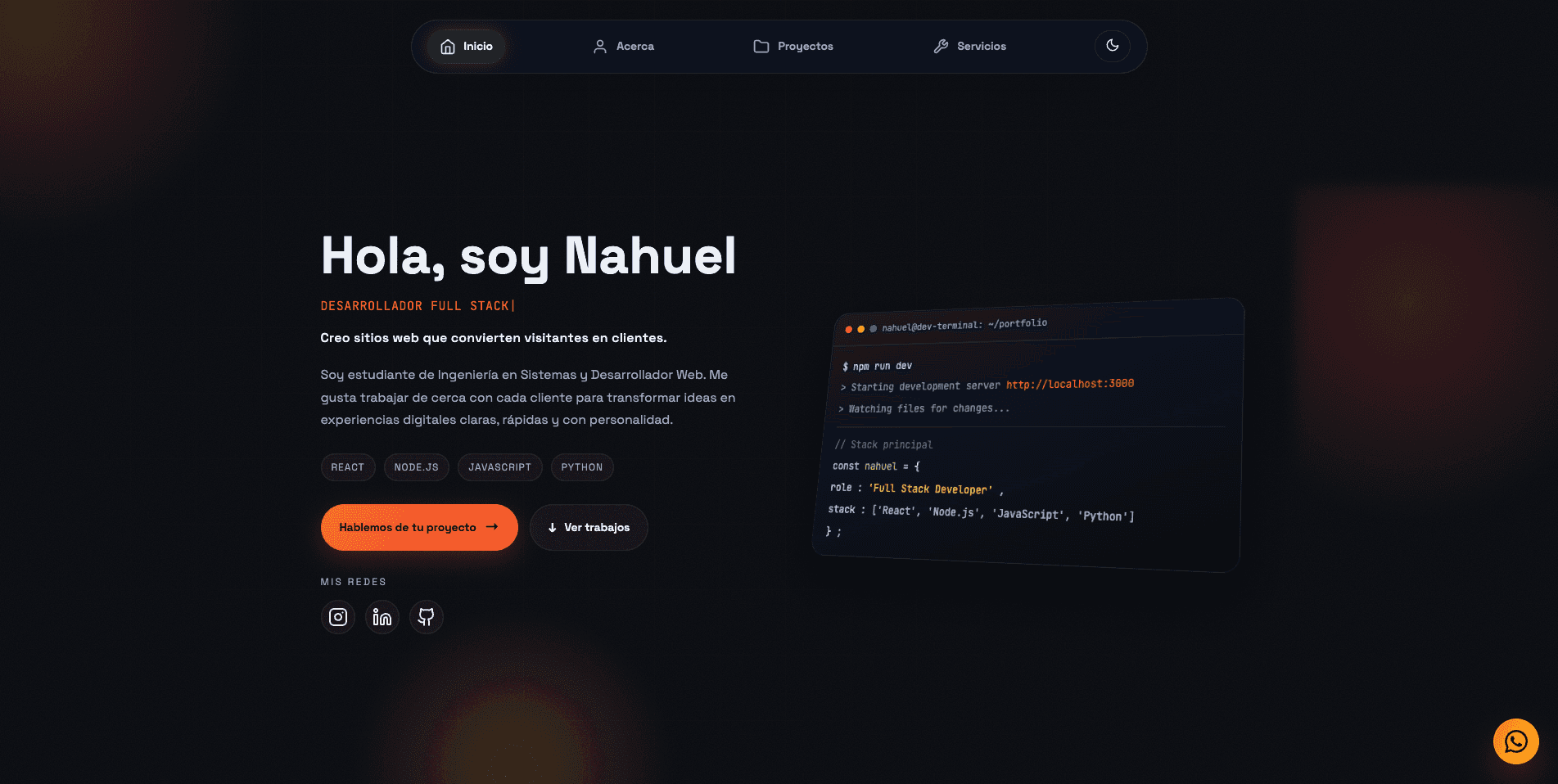 Captura de Portfolio Dev